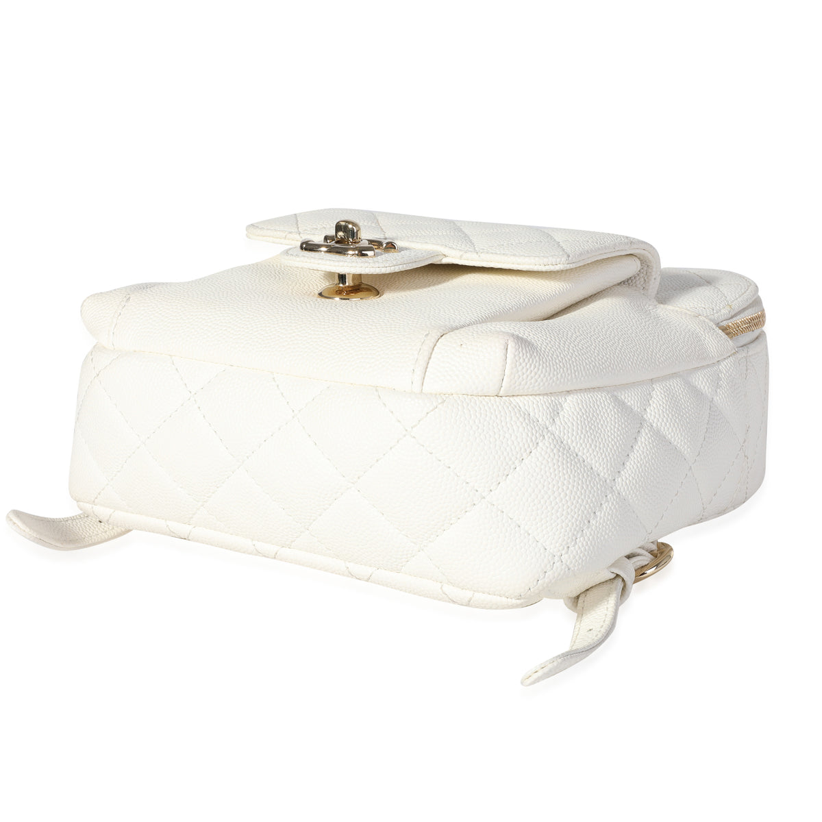 Chanel White Quilted Caviar CC Day Backpack