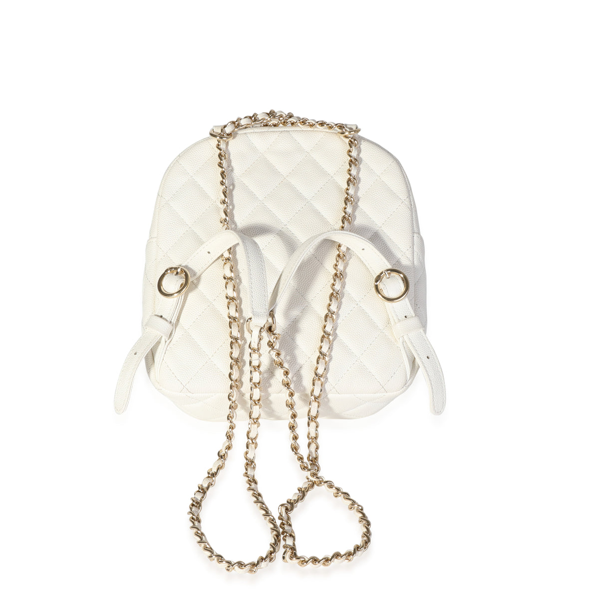 chanel mini cc day backpack Chanel White Quilted Caviar CC Day Backpack | myGemma