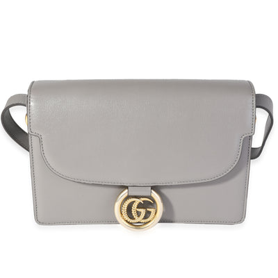 Gucci Gray Leather GG Ring Shoulder Bag