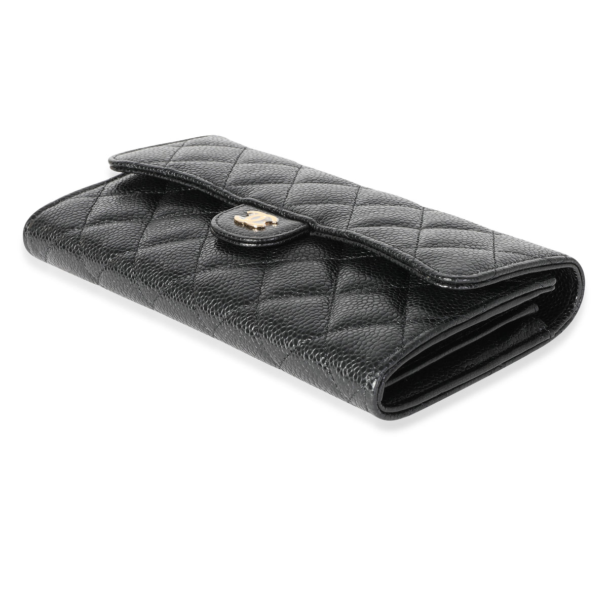 Chanel Black Quilted Caviar Classic Wallet