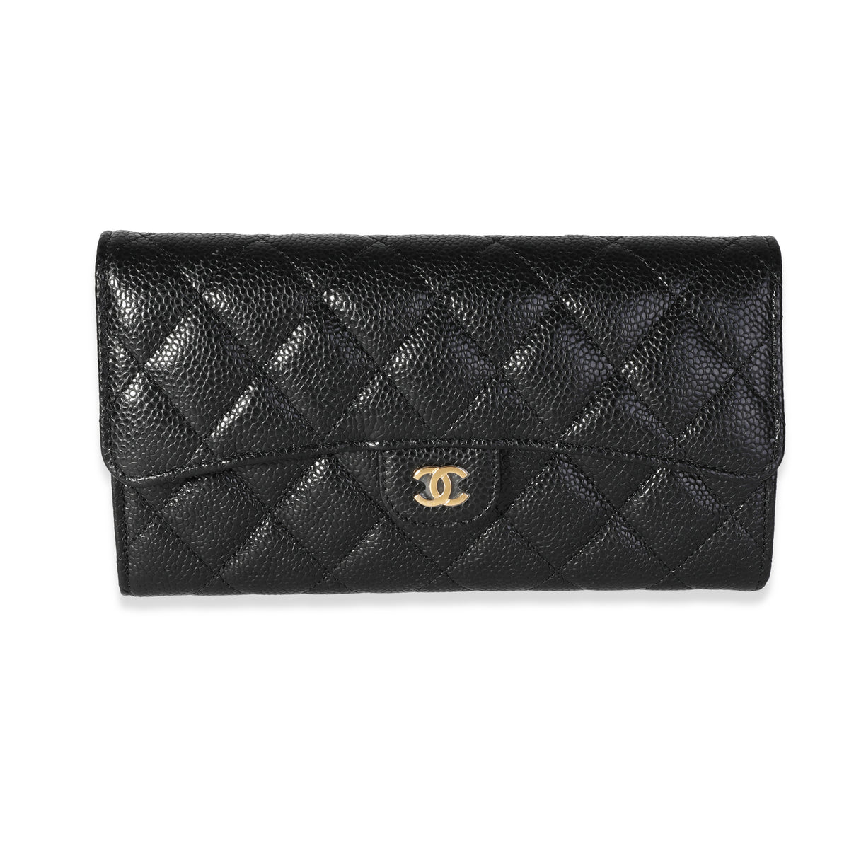 Chanel Black Quilted Caviar Classic Wallet