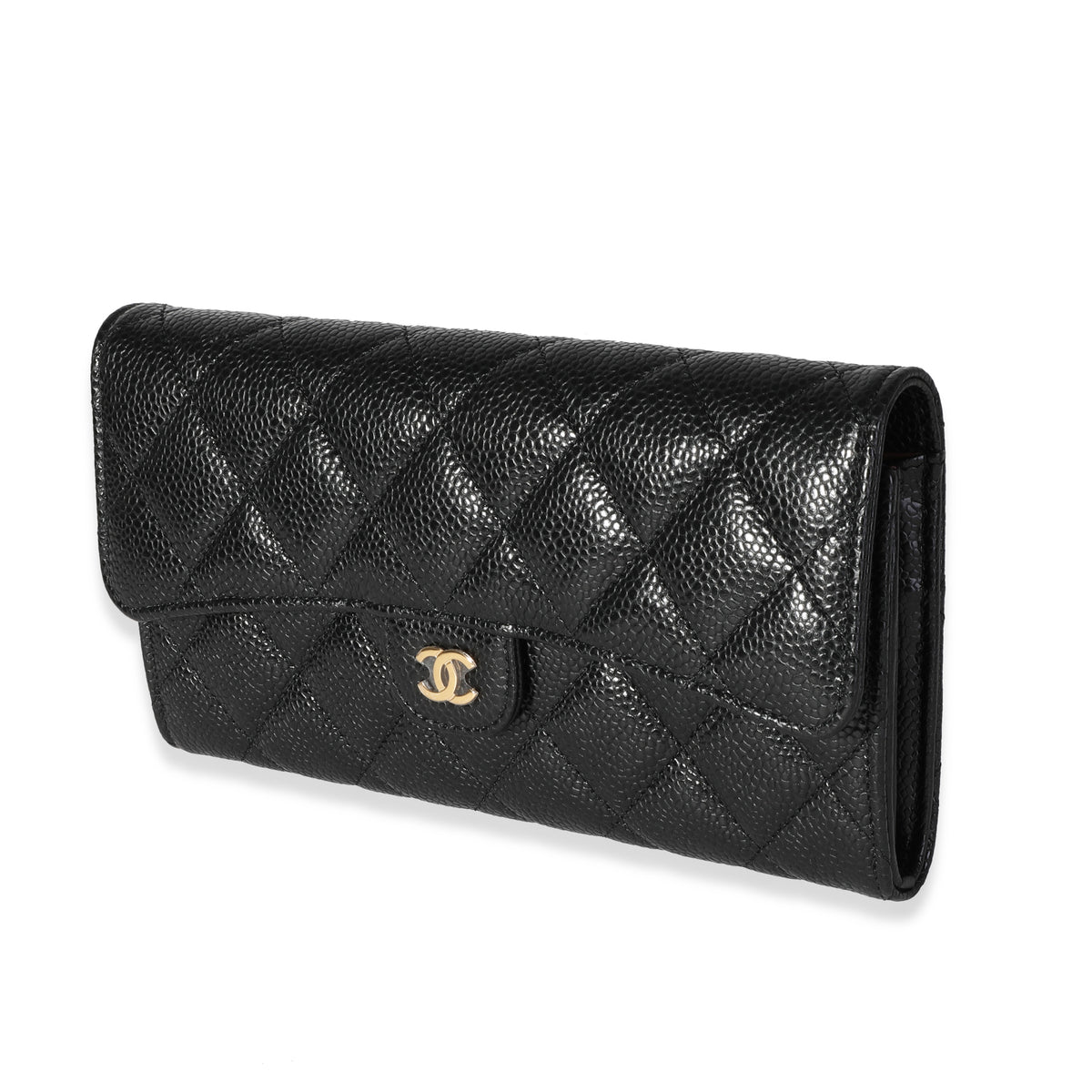 Chanel Black Quilted Caviar Classic Wallet