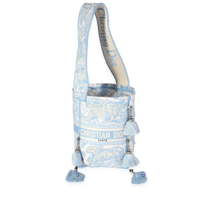 Christian Dior Turquoise Toile de Jouy Embroidery D-Bubble Bucket Bag