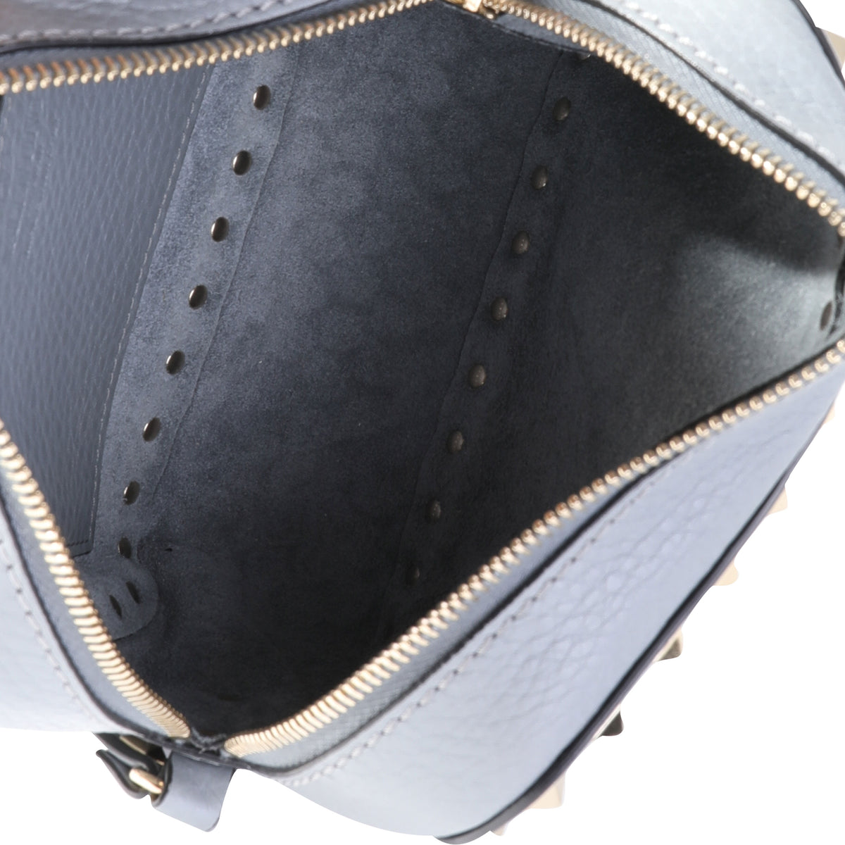 Valentino Light Grey Grained Calfskin Rockstud Camera Bag