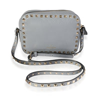 Valentino Light Grey Grained Calfskin Rockstud Camera Bag