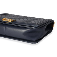 Chanel Navy Quilted Lambskin Large Boy Bag