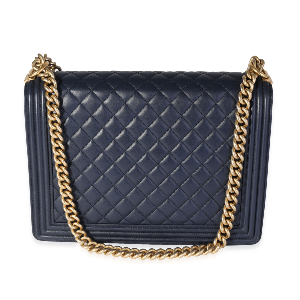 Chanel Navy Quilted Lambskin Large Boy Bag