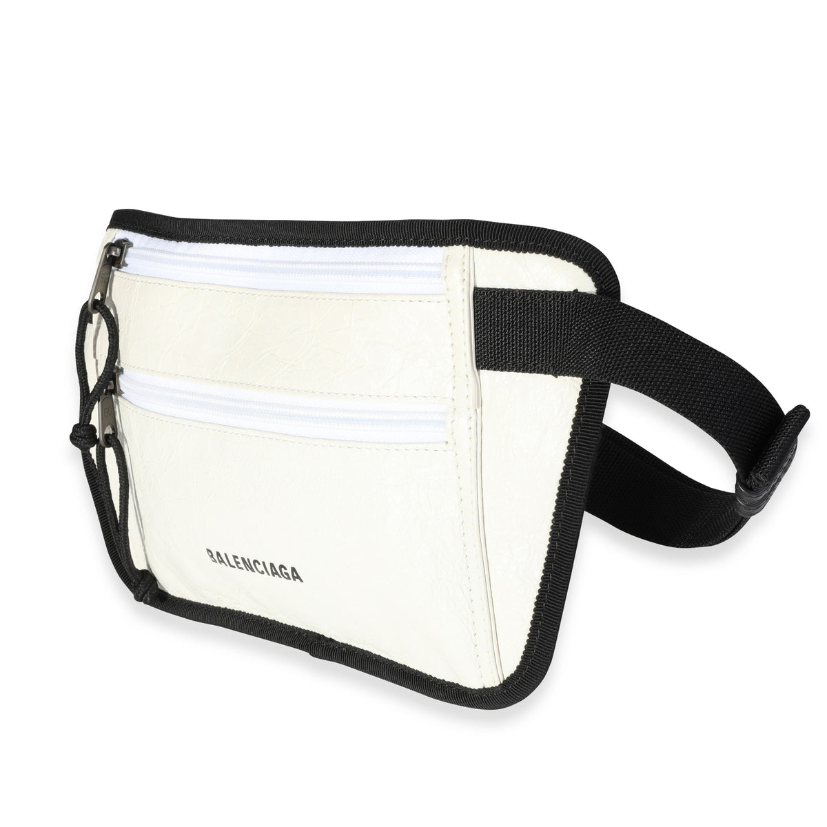 Balenciaga White Leather & Black  Weekend Belt Bag