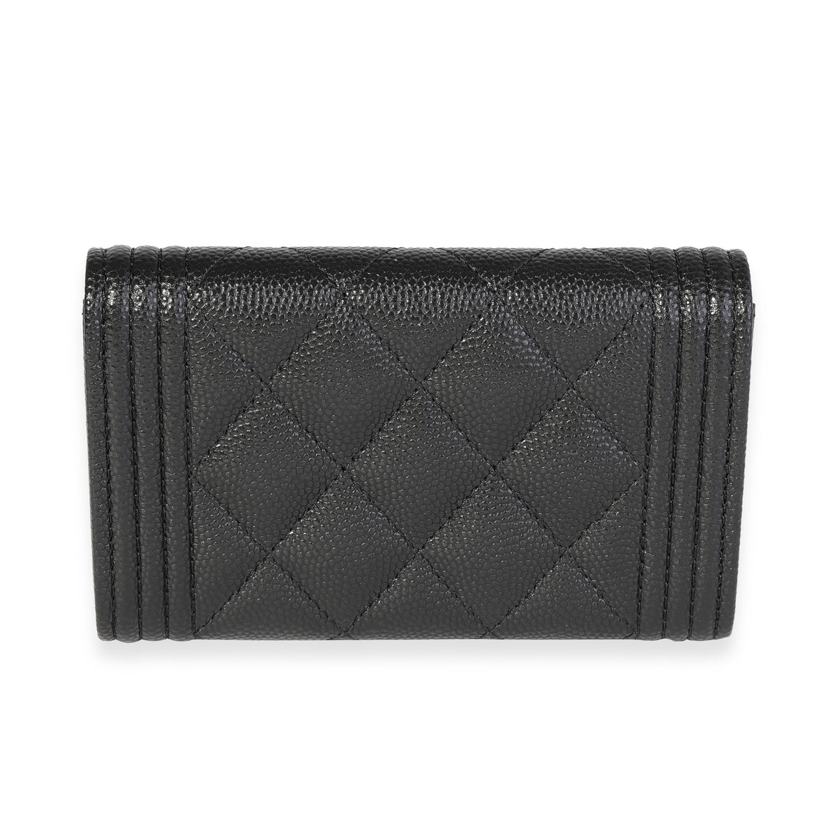 Chanel Black Quilted Caviar Boy Flap Card Holder