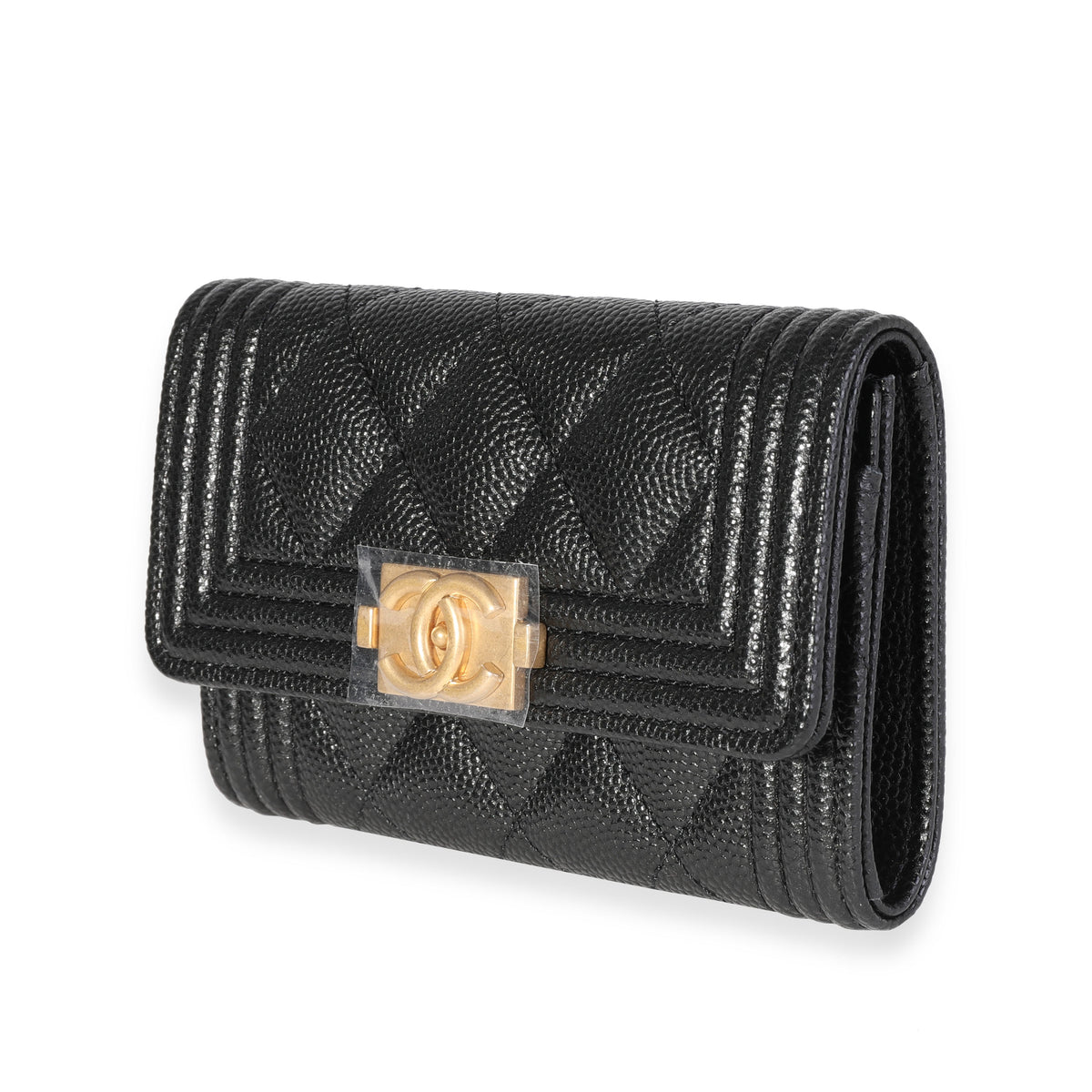 Chanel Boy Flap Wallet Quilted Caviar Black  eBay