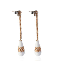 Agate & Diamond Drop Earrings in 18k Rose Gold 1 CTW