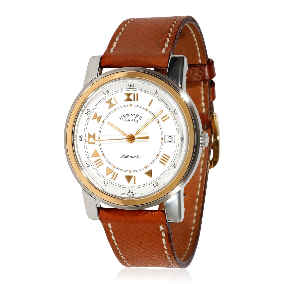 Hermès Carrick 793-TM10063 Unisex Watch in 18kt Stainless Steel/Yellow Gold