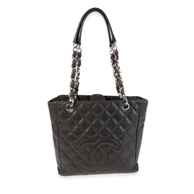 Chanel Chocolate Brown Quilted Caviar Petite Shopping Tote