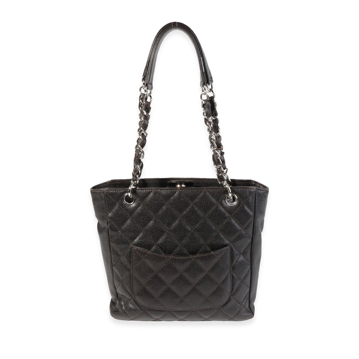 Chanel Chocolate Brown Quilted Caviar Petite Shopping Tote