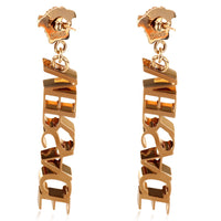 Versace Logo Drop Earrings in Brass