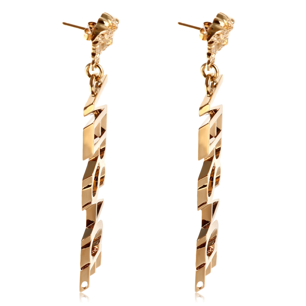 Versace Logo Drop Earrings in Brass