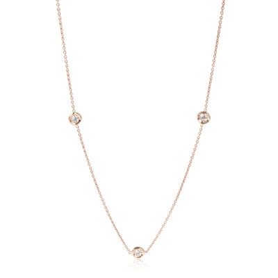 Roberto Coin Diamond  Five Station Necklace in 18k Rose Gold 0.25 CTW