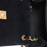 Chanel Vintage Black Quilted Suede Shoulder Bag