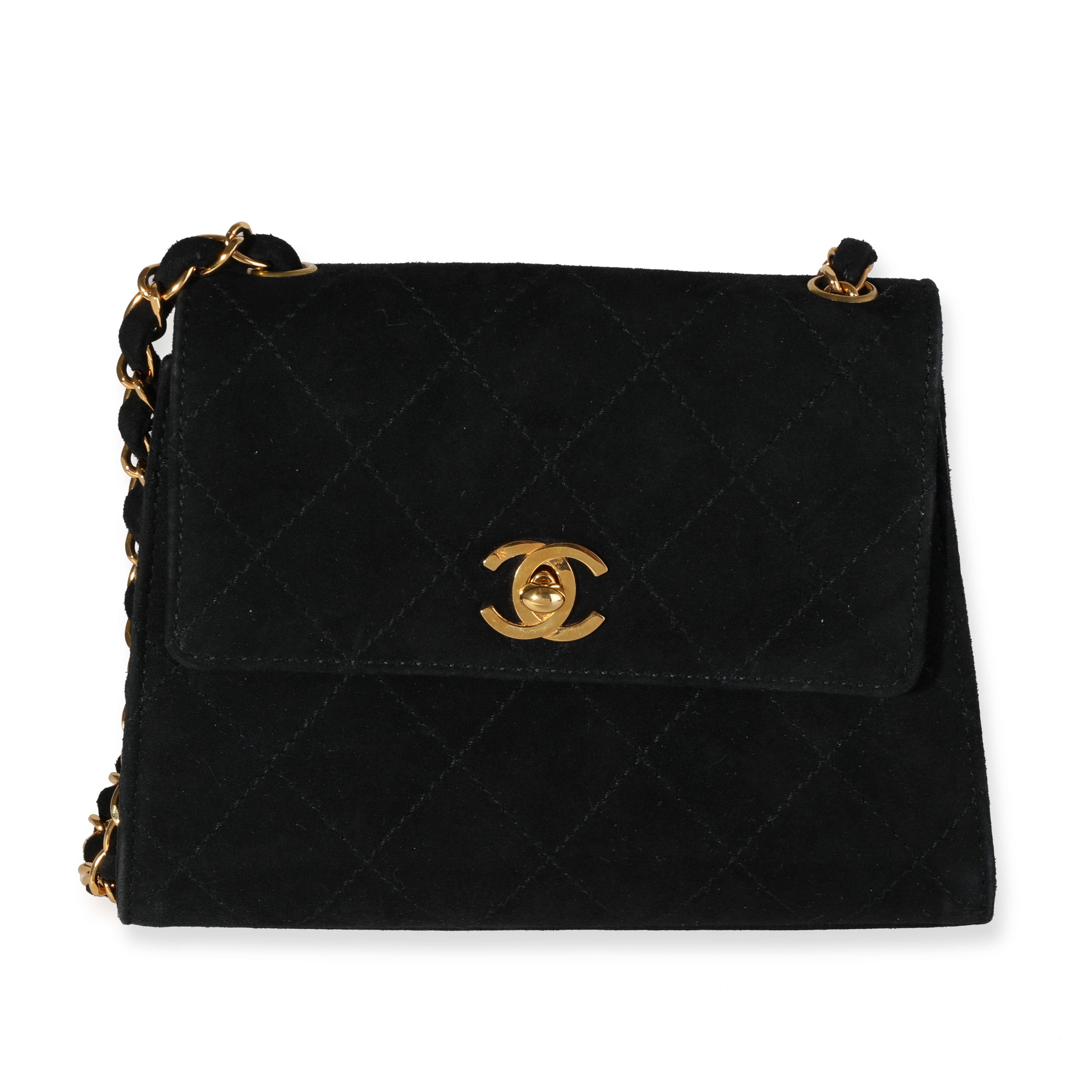 Chanel Vintage Black Quilted Suede Shoulder Bag myGemma Item