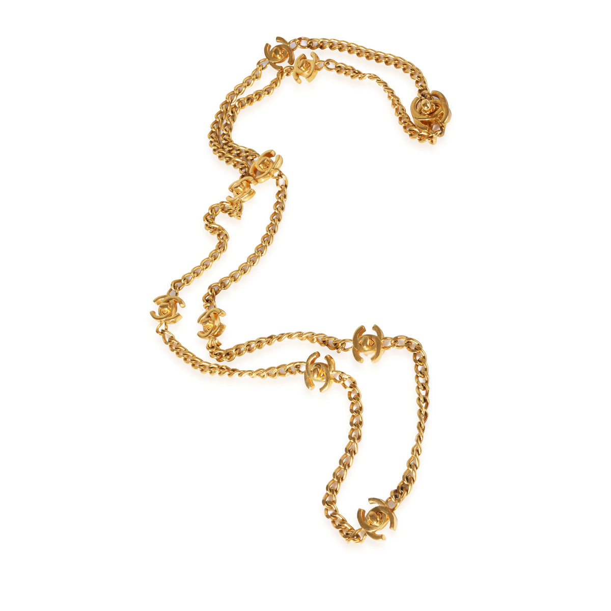 Chanel Vintage Turnlock CC Chain Necklace, 10 Stations