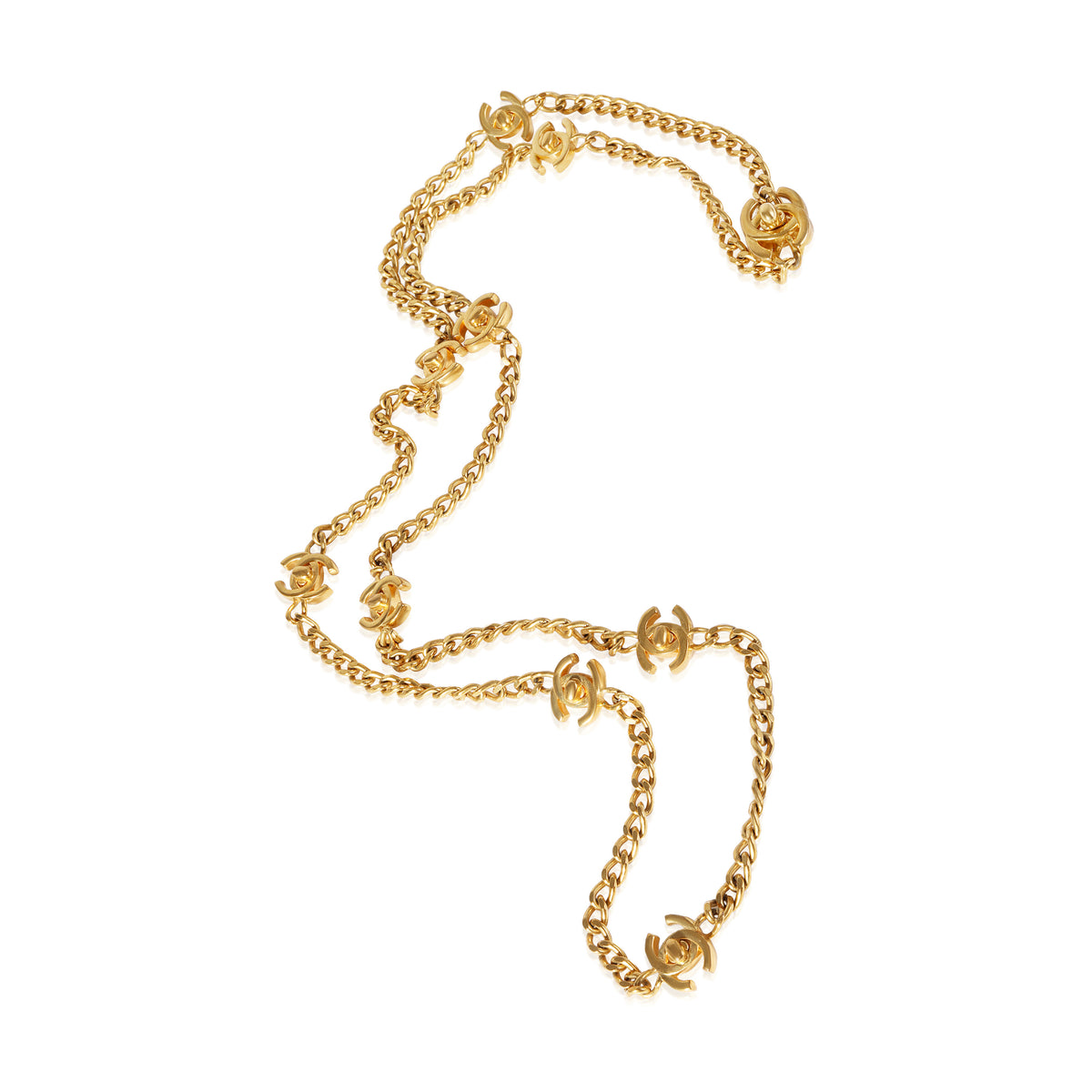 Chanel Vintage Turnlock CC Chain Necklace, 10 Stations