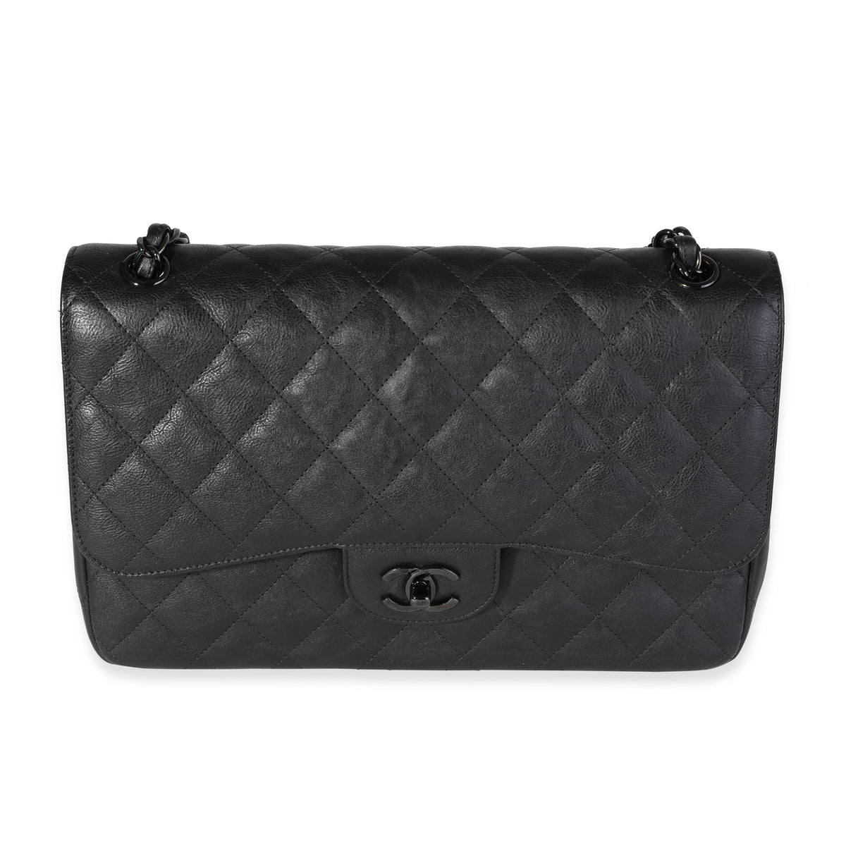 Chanel So Black Quilted Calfskin Jumbo Classic Double Flap Bag