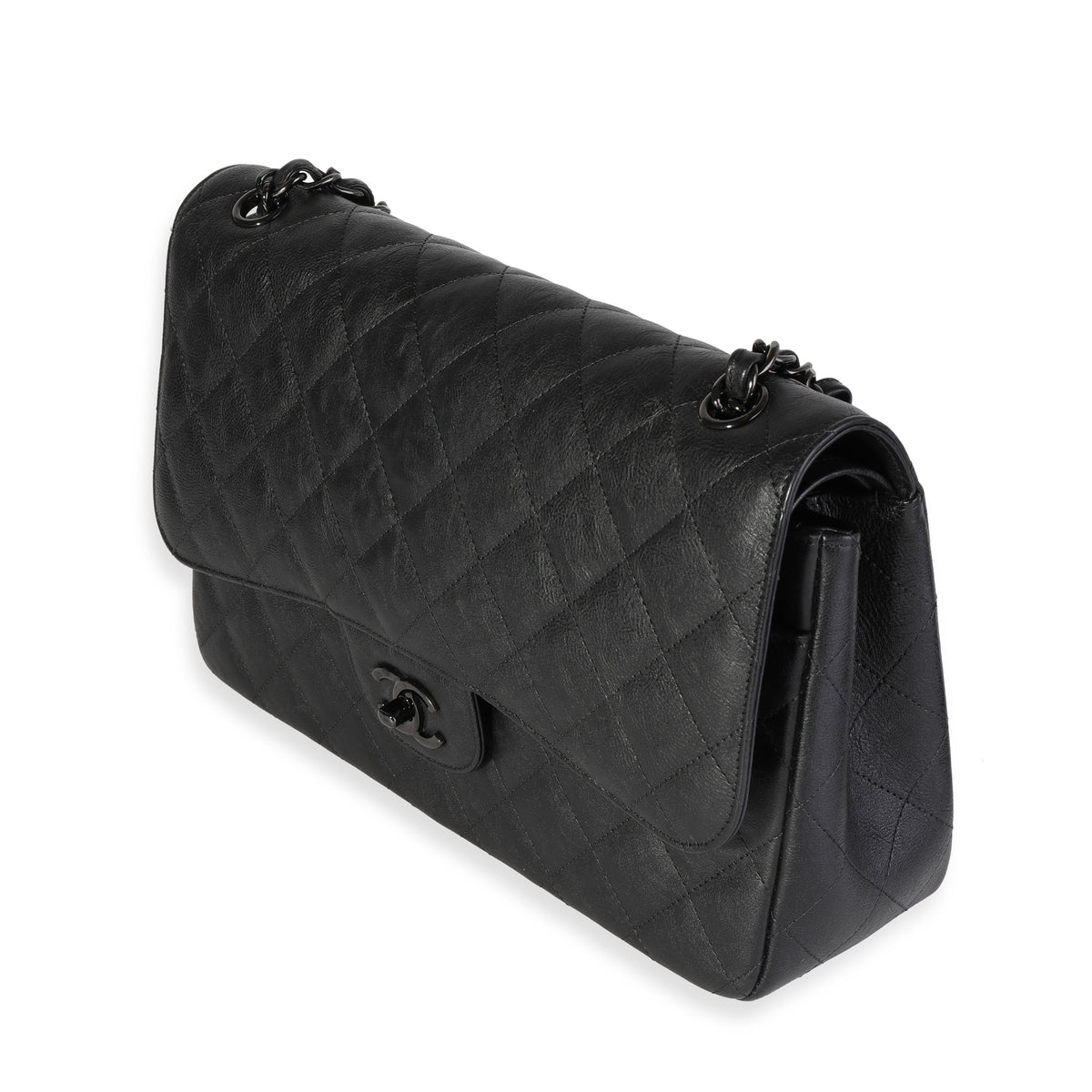 Chanel So Black Quilted Calfskin Jumbo Classic Double Flap Bag, myGemma