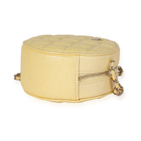 Chanel Metallic Yellow Quilted Caviar Round Mini Crossbody