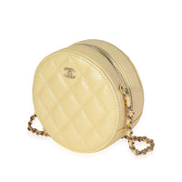 Chanel Metallic Yellow Quilted Caviar Round Mini Crossbody