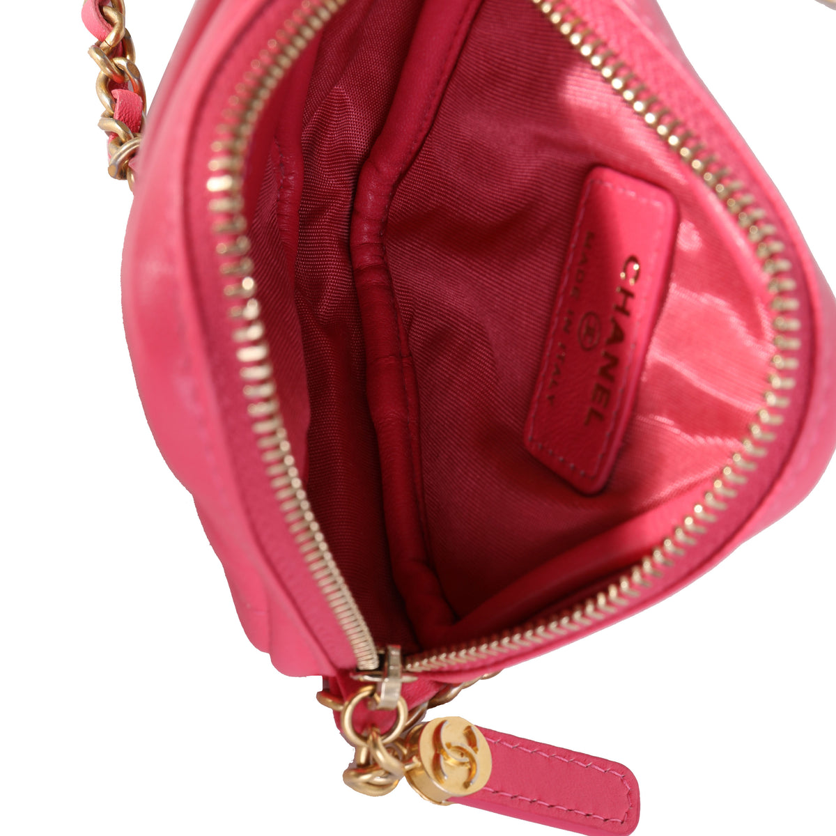 Chanel Hot Pink Quilted Lambskin Diamond Crossbody Bag