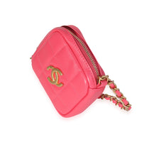 Chanel Hot Pink Quilted Lambskin Diamond Crossbody Bag