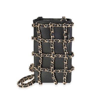 Chanel Black Lambskin Tech Me Out Chain Crossbody Phone Holder