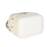 Chanel White Lambskin Quilted & Natural Crochet Mini Vanity Bag