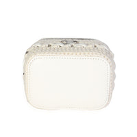 Chanel White Lambskin Quilted & Natural Crochet Mini Vanity Bag