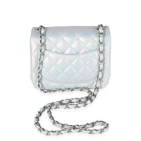 Chanel Light Blue Iridescent Quilted Calfskin Square Mini Classic Flap Bag