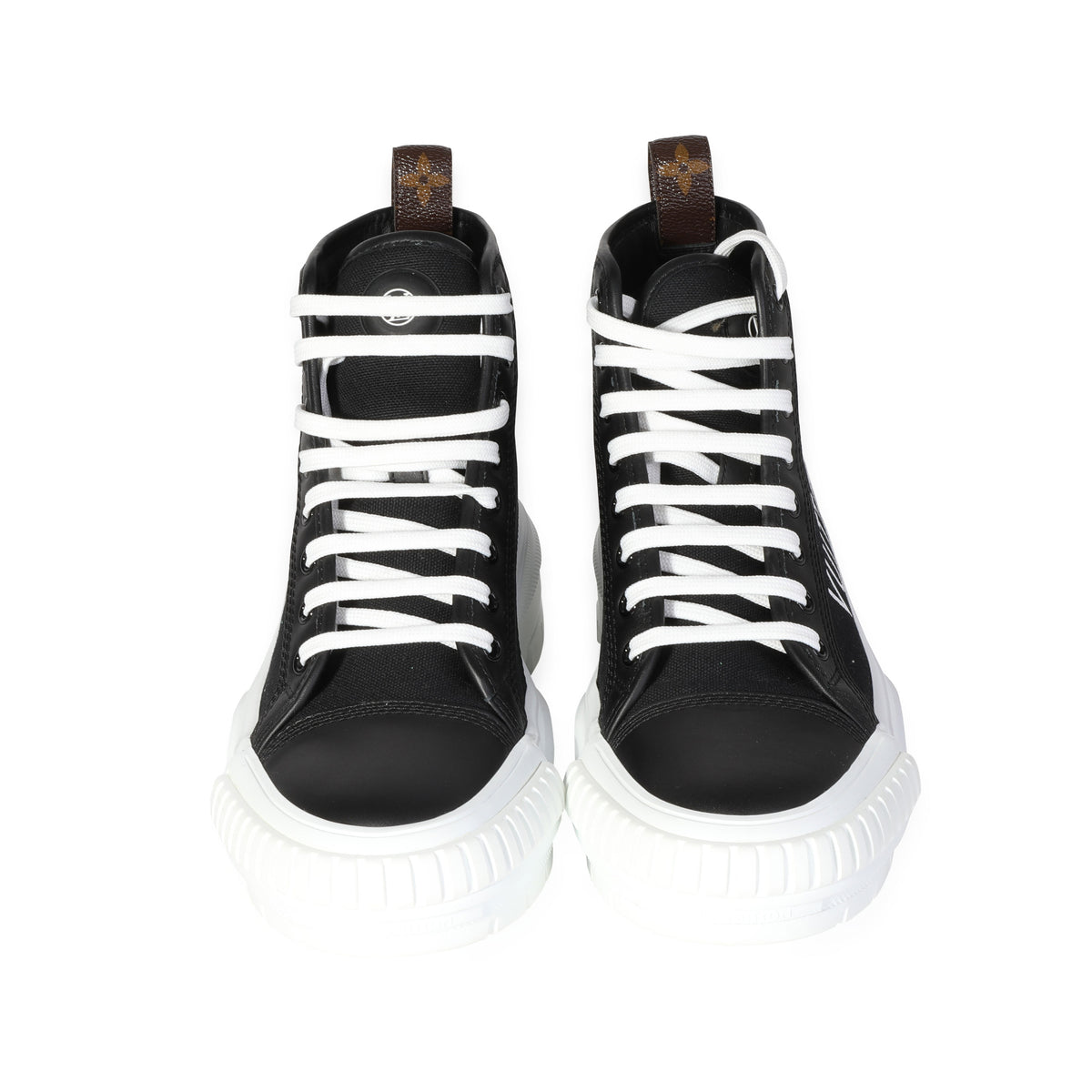 LOUIS VUITTON Canvas LV Squad Sneaker Boots 38 Black 998716