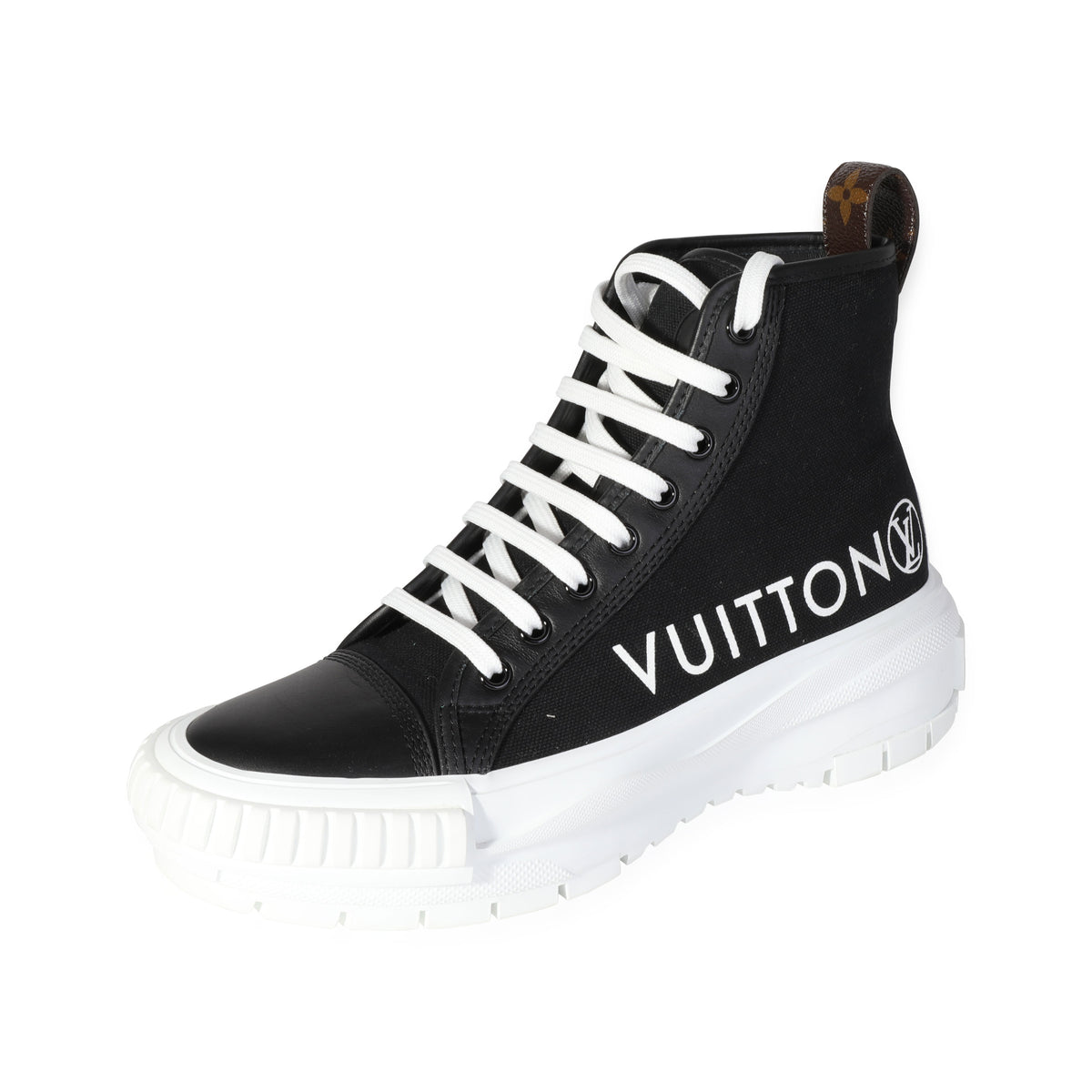 LOUIS VUITTON Canvas LV Squad Sneaker Boots 37 Black 1249507