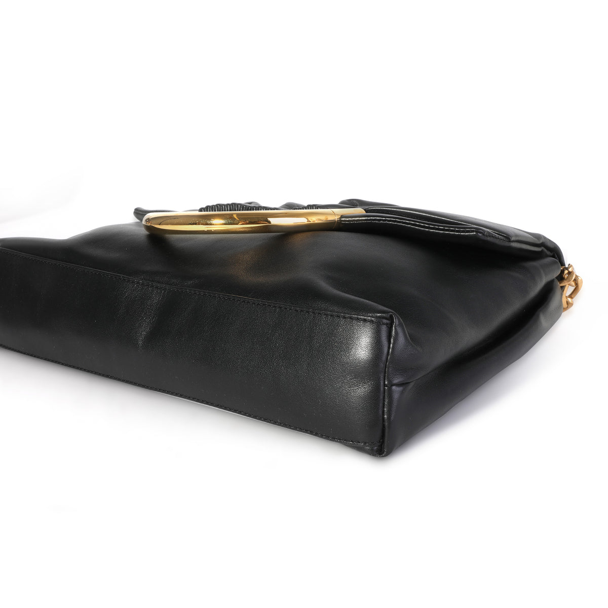 Stella McCartney Black Vegan Leather Nina Fold-Over Frame Bag