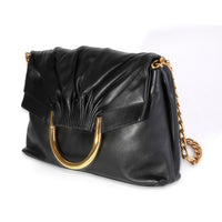 Stella McCartney Black Vegan Leather Nina Fold-Over Frame Bag