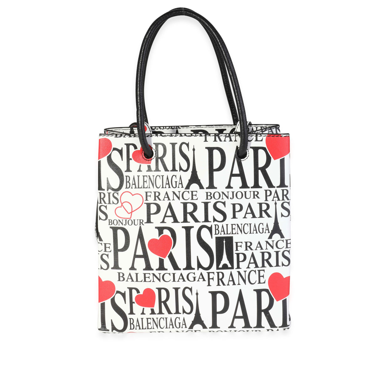 Balenciaga Black, Red, & White Bonjour Paris XXS Shopper Tote