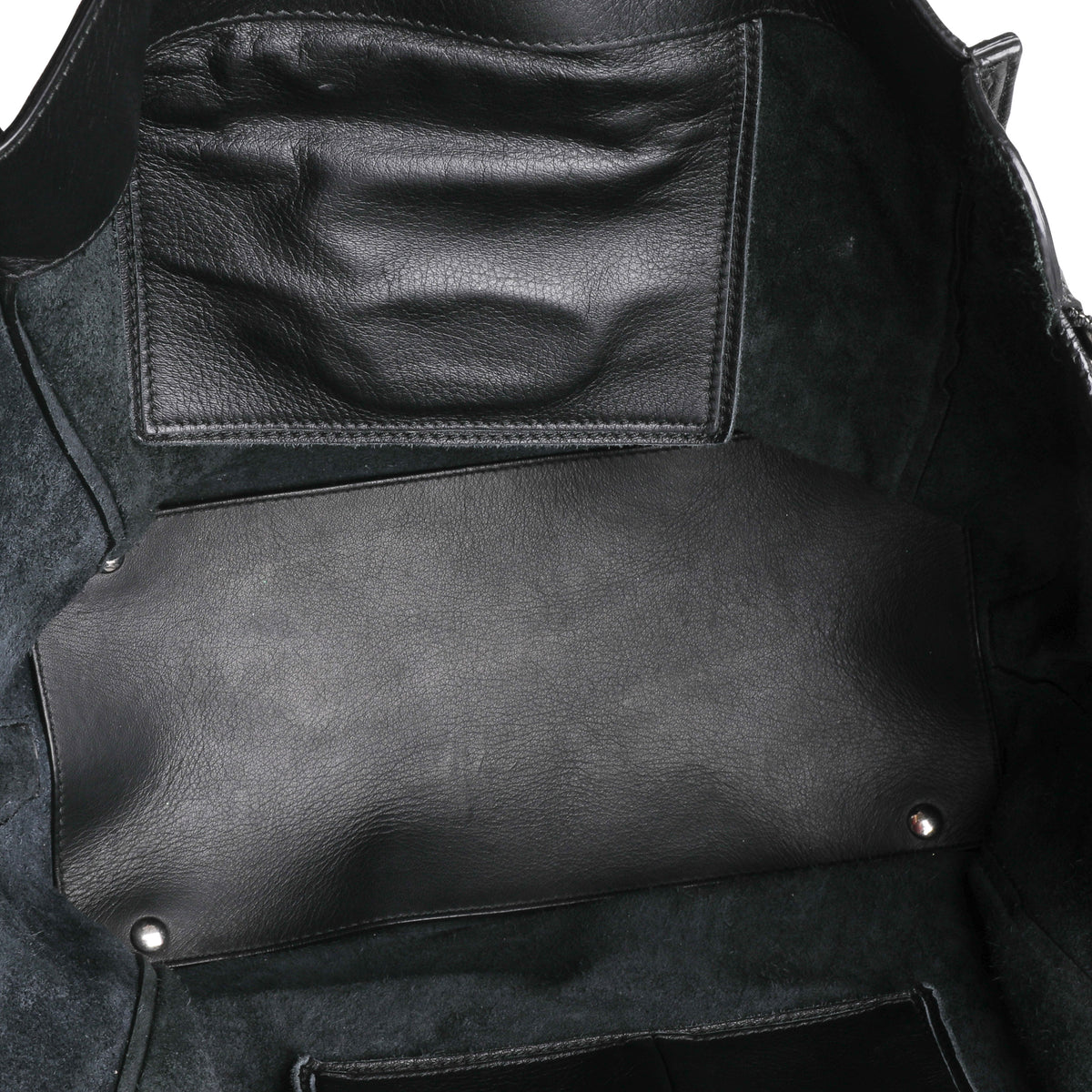 Black Leather Papier Zip-Around Tote