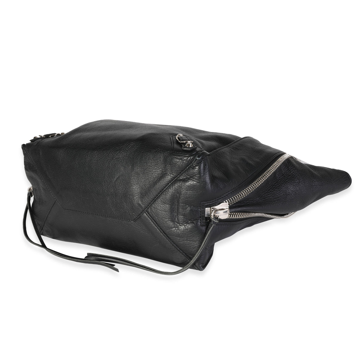 Black Leather Papier Zip-Around Tote