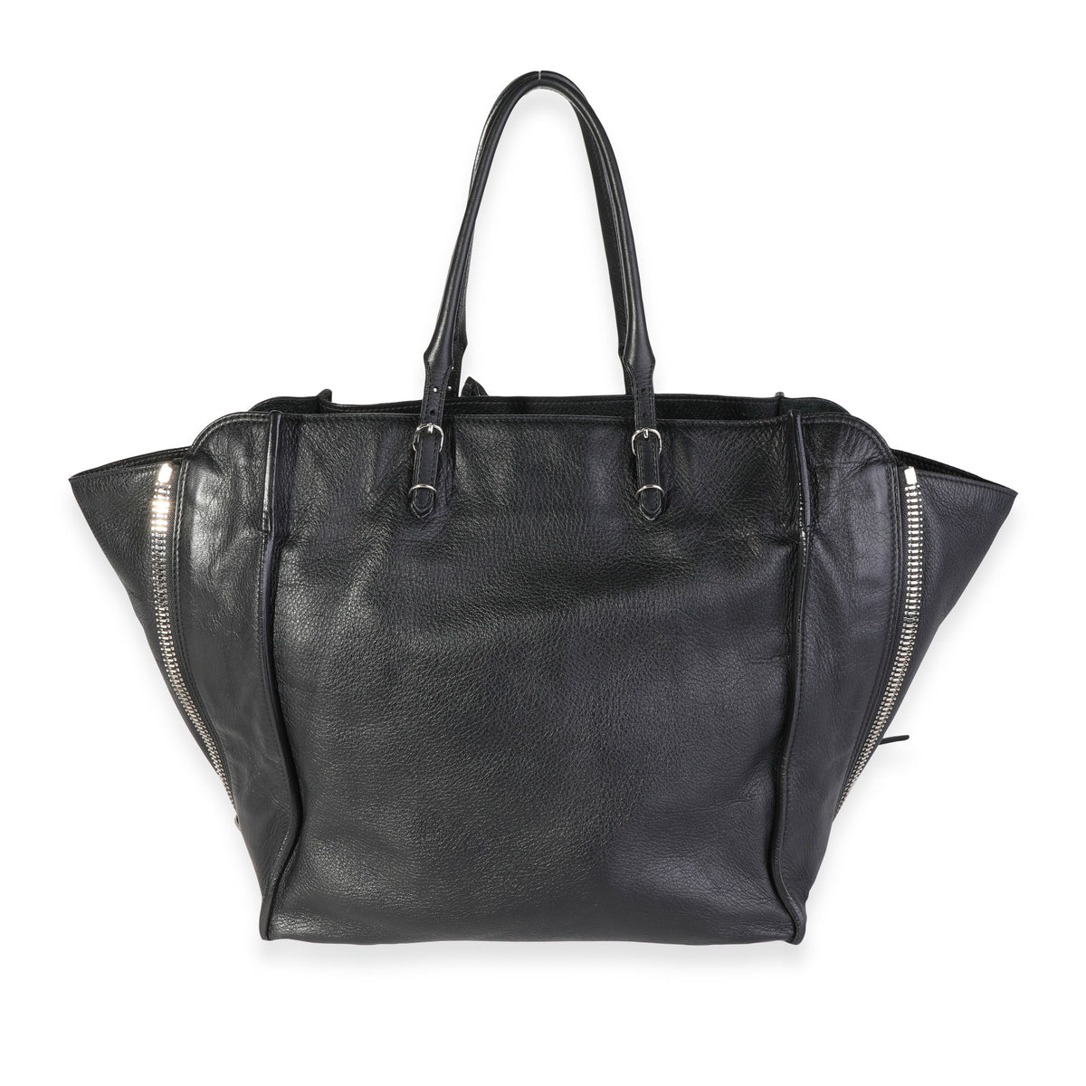 Black Leather Papier Zip-Around Tote