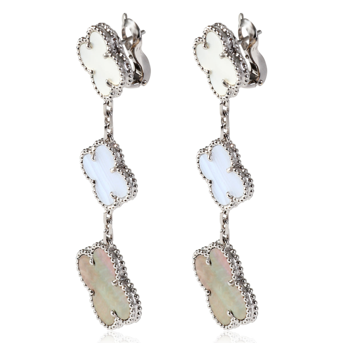 Van Cleef & Arpels Magic Alhambra White and Black Mother of Pearl  Earrings