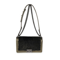 Chanel Gold Metallic & Pony Hair Old Medium Boy Bag