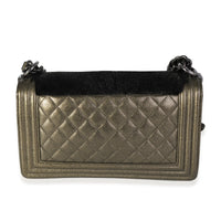 Chanel Gold Metallic & Pony Hair Old Medium Boy Bag