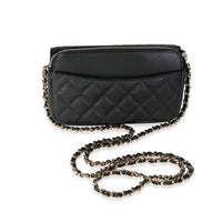 Chanel Black Quilted Caviar Phone Holder with Chain