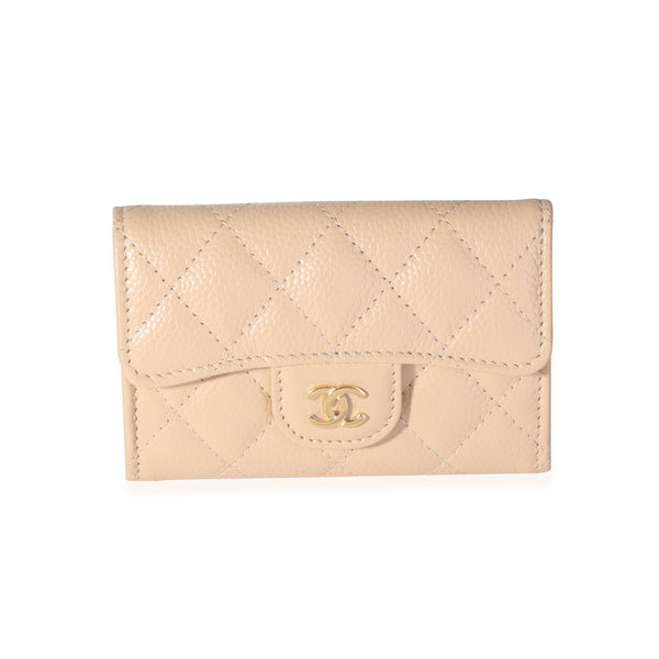 Chanel Navy Quilted Caviar Classic Card Holder