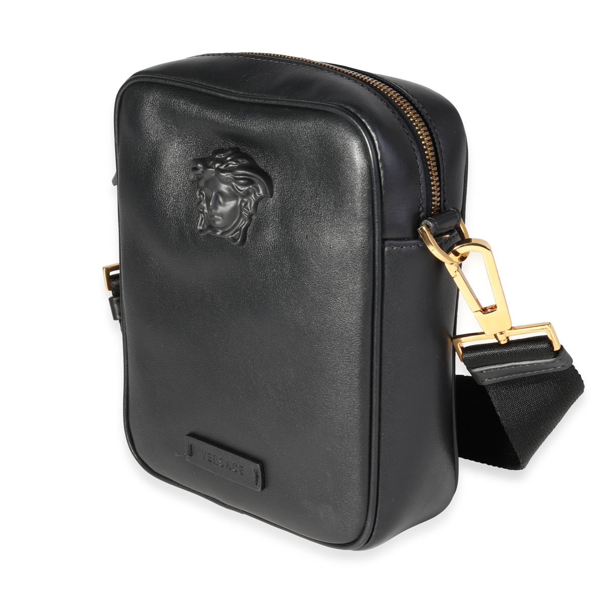 Versace Black Leather La Medusa Mini Crossbody