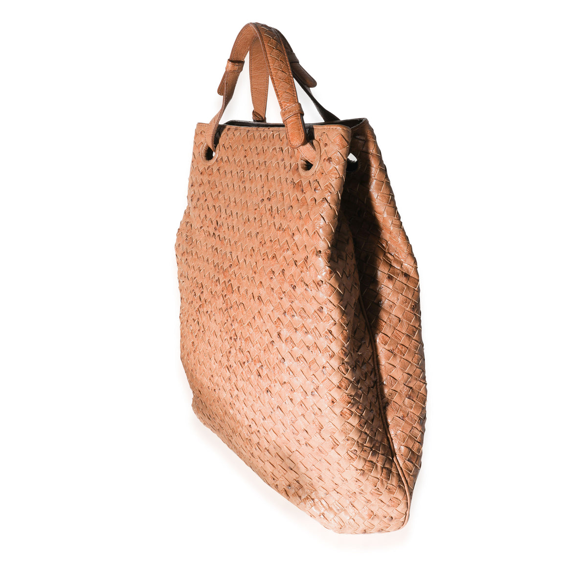 Bottega Veneta Tan Ostrich Intrecciato Leather Julie Bag